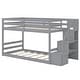 preview thumbnail 1 of 18, Costway Twin Over Twin Low Bunk Bed Solid Wood Floor Bunk Bed Frame Grey