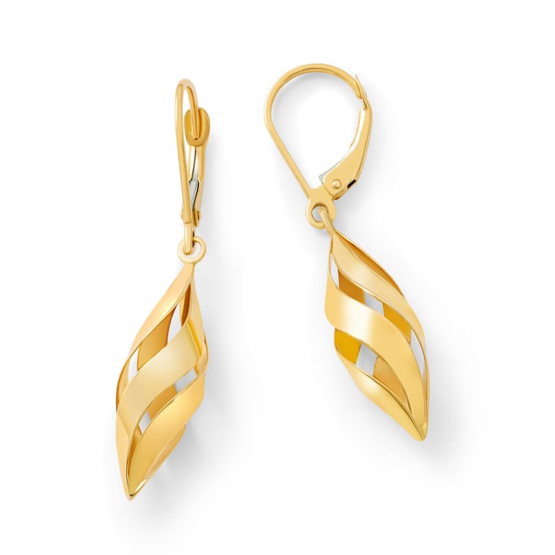 Clover 14K Yellow Gold High-Polish Twisted Drop Earrings