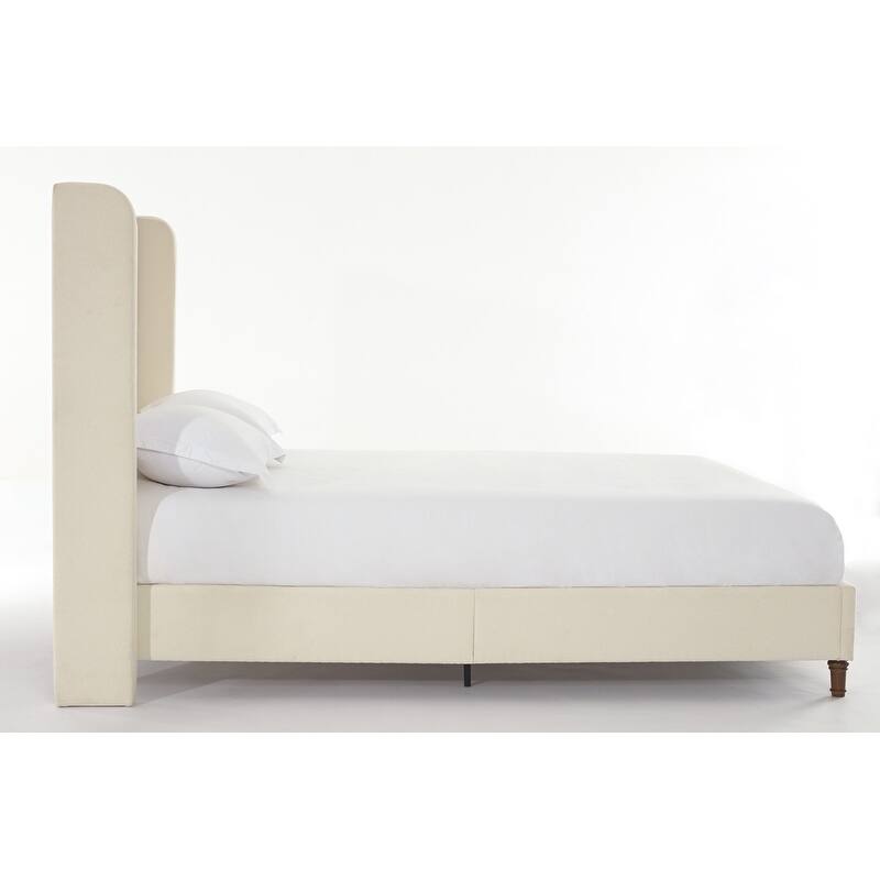 Queen Size Elegant Upholstered Bed with Wingback Headboard,No Box Spring Needed and Easy Assembly