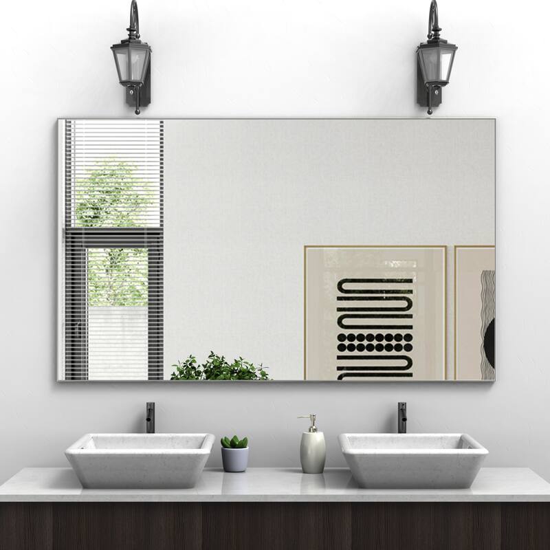 60"x36"Oversized Modern Rectangle Bathroom Mirror with Frame Vertical or Horizontal Wall Mounted mirror with Aluminum Frame