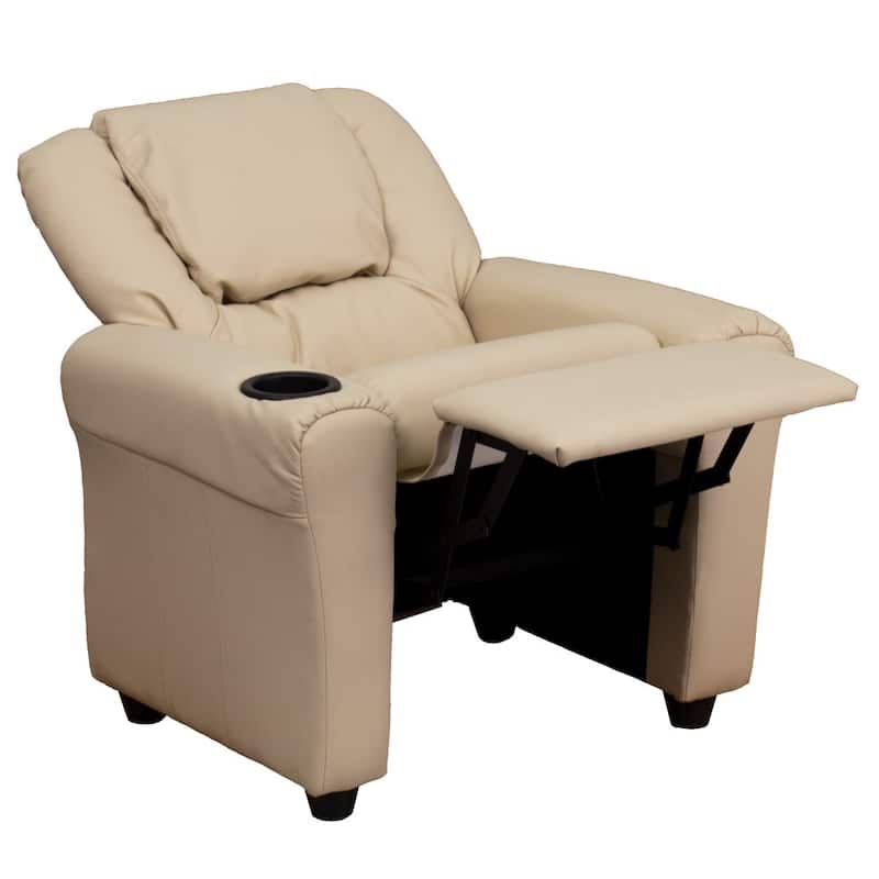 Contemporary Kids Recliner with Cup Holder and Headrest - 24"W x 21.5" - 36.5"D x 27"H