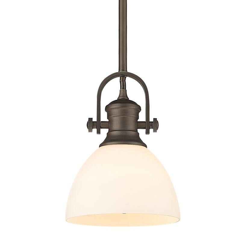 Hines Mini Pendant - Rubbed Bronze/Opal Glass