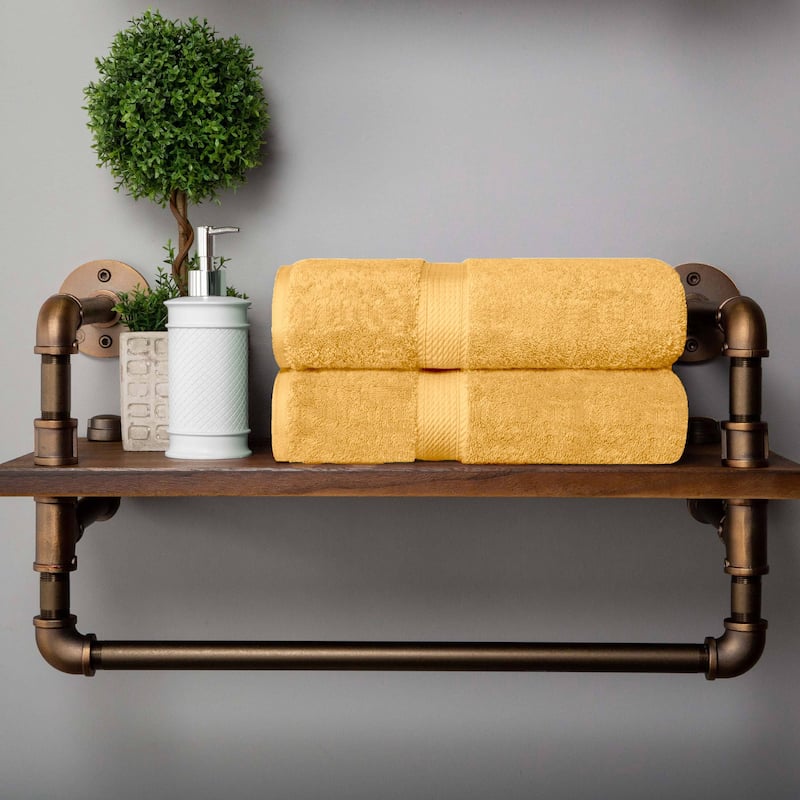 Superior Egyptian Cotton Pile Heavyweight Bath Towel Set of 2 - Gold
