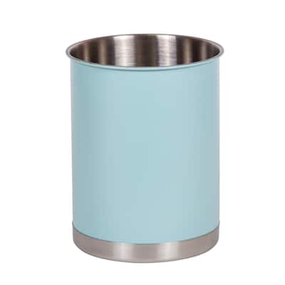 Creative Home Heavy Gauge Stainless Steel Large Tool Crock Utensil Holder Flatware Organizer, Sky Blue Color
