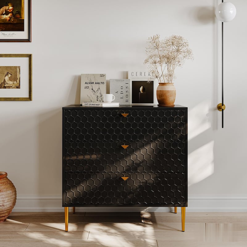 Morden Wood Furniture 3-Drawer Dresser Chest - Black