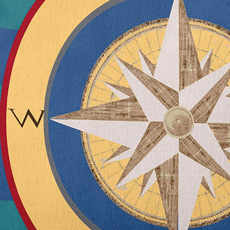 Compass on Stripes Indoor/Outdoor Throw Pillow
