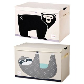 3 Sprouts Nursery Fabric Storage Trunk Toy Chest Box, Sloth & Bear (2 ...