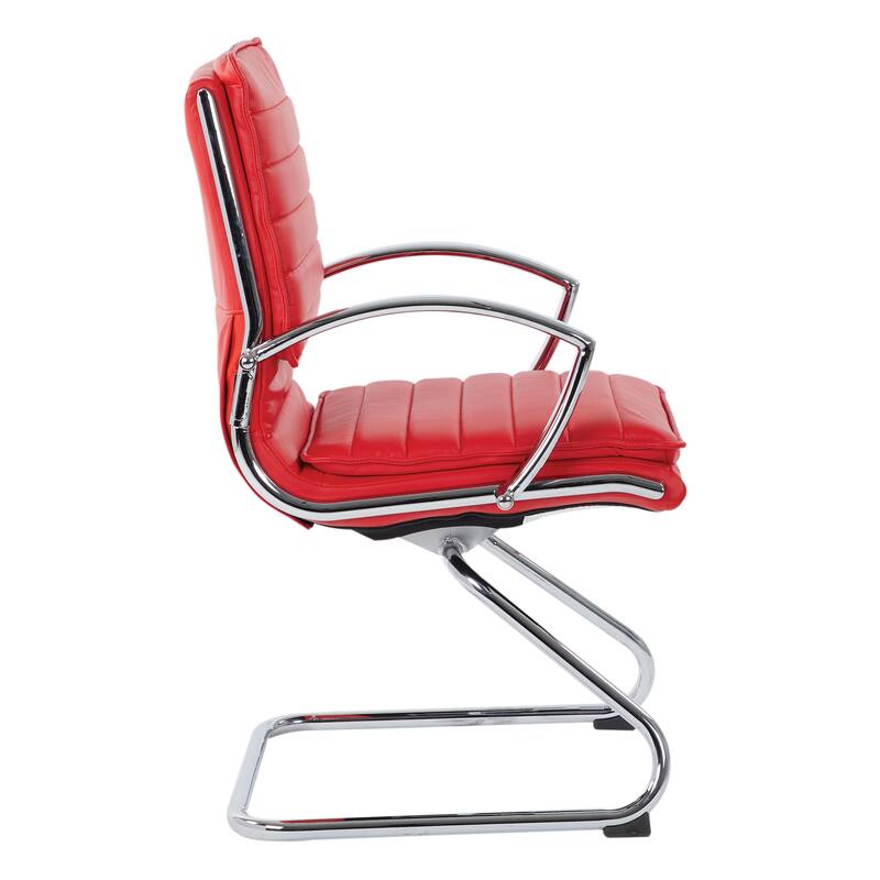 Guest Professional Faux Leather Chair with Chrome Sled Base and Removable Sleeves