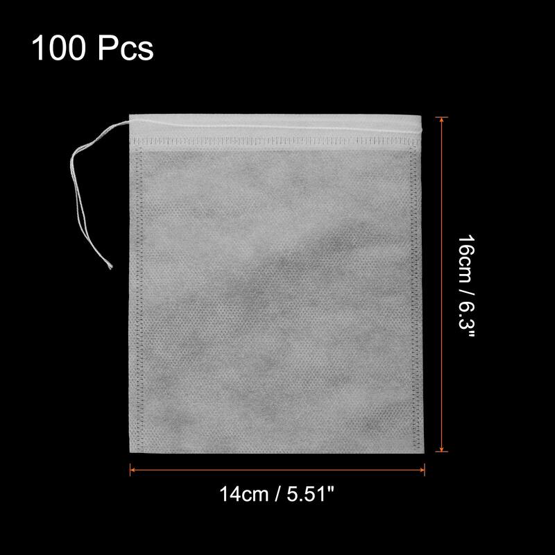 100 Pcs Disposable Tea Bags for Loose Leaf Tea, Tea Filter Bags - White - 6.3" x 5.5"