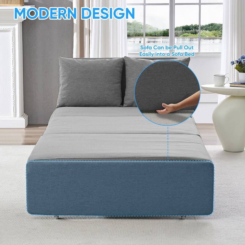 Mixoy Full/Queen Size Sofa Bed,2 in 1 Convertible Linen 1-Seater/Loveseat Sleeper Sofa Couch with Cushions