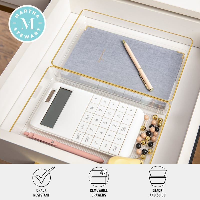 Flash Furniture BE-PB8974-G-3-MS Kerry 2" Tall Office Organizer Set - Clear / Gold