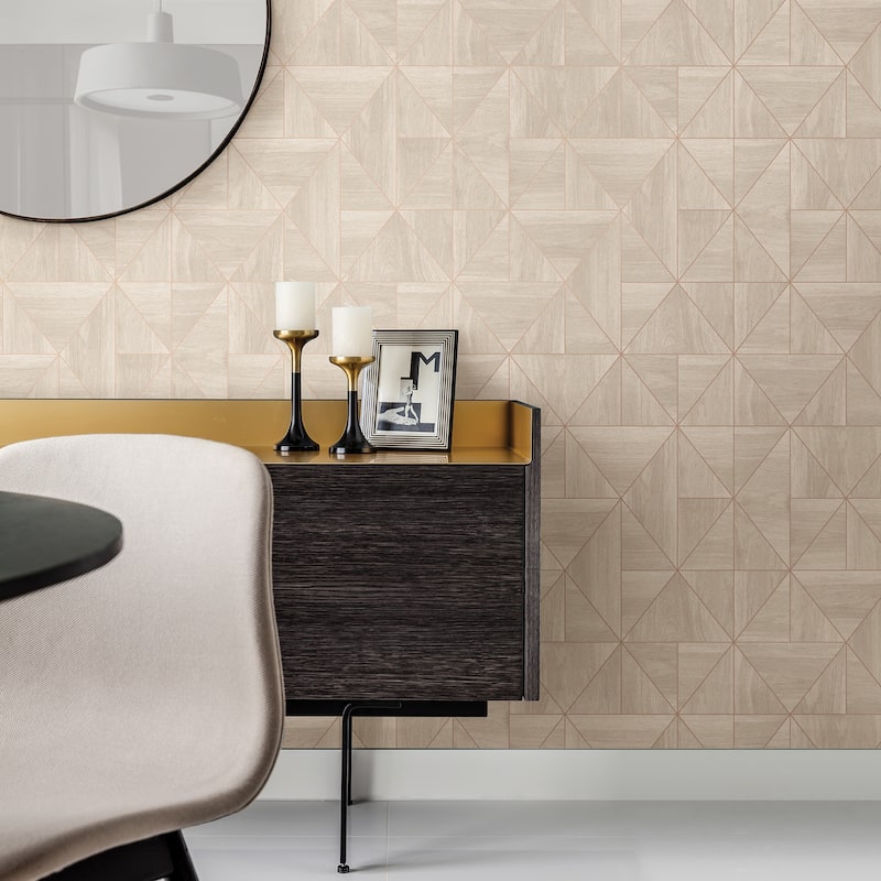 A-Street Prints Cheverny Cream Geometric Wood Wallpaper