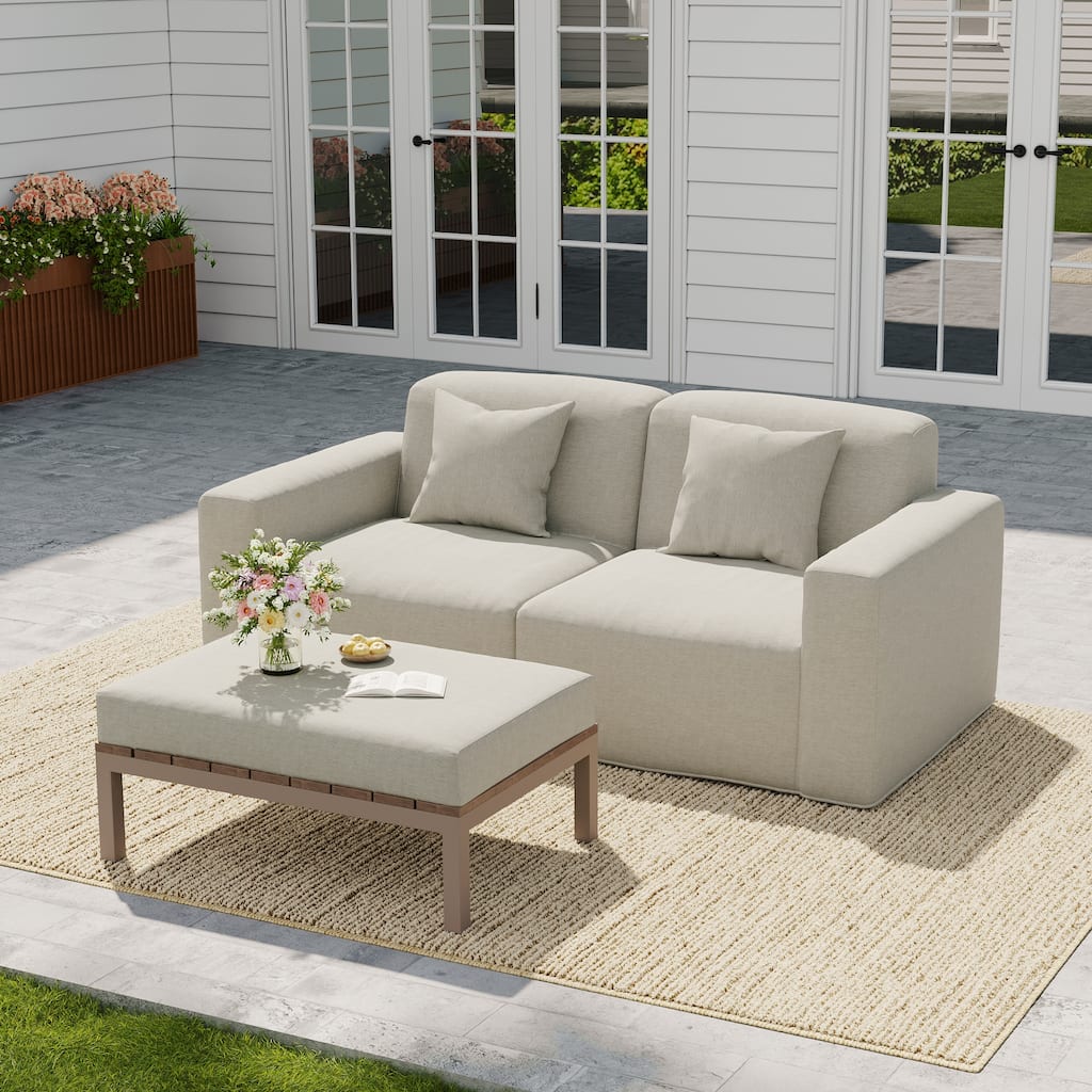 No Assembly Couch Outdoor Patio Modular Sofa with Coffee Table