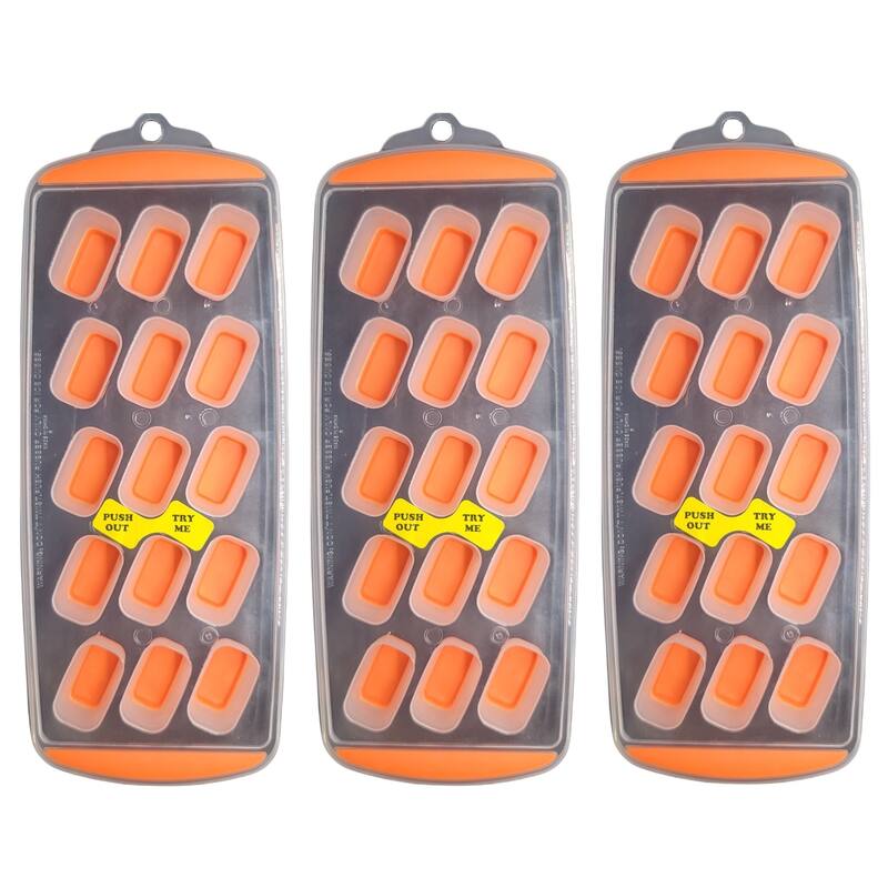 Handy Housewares 15 Rectangle Cube Flexible Silicone Bottom Push-Out Ice Cube Tray
