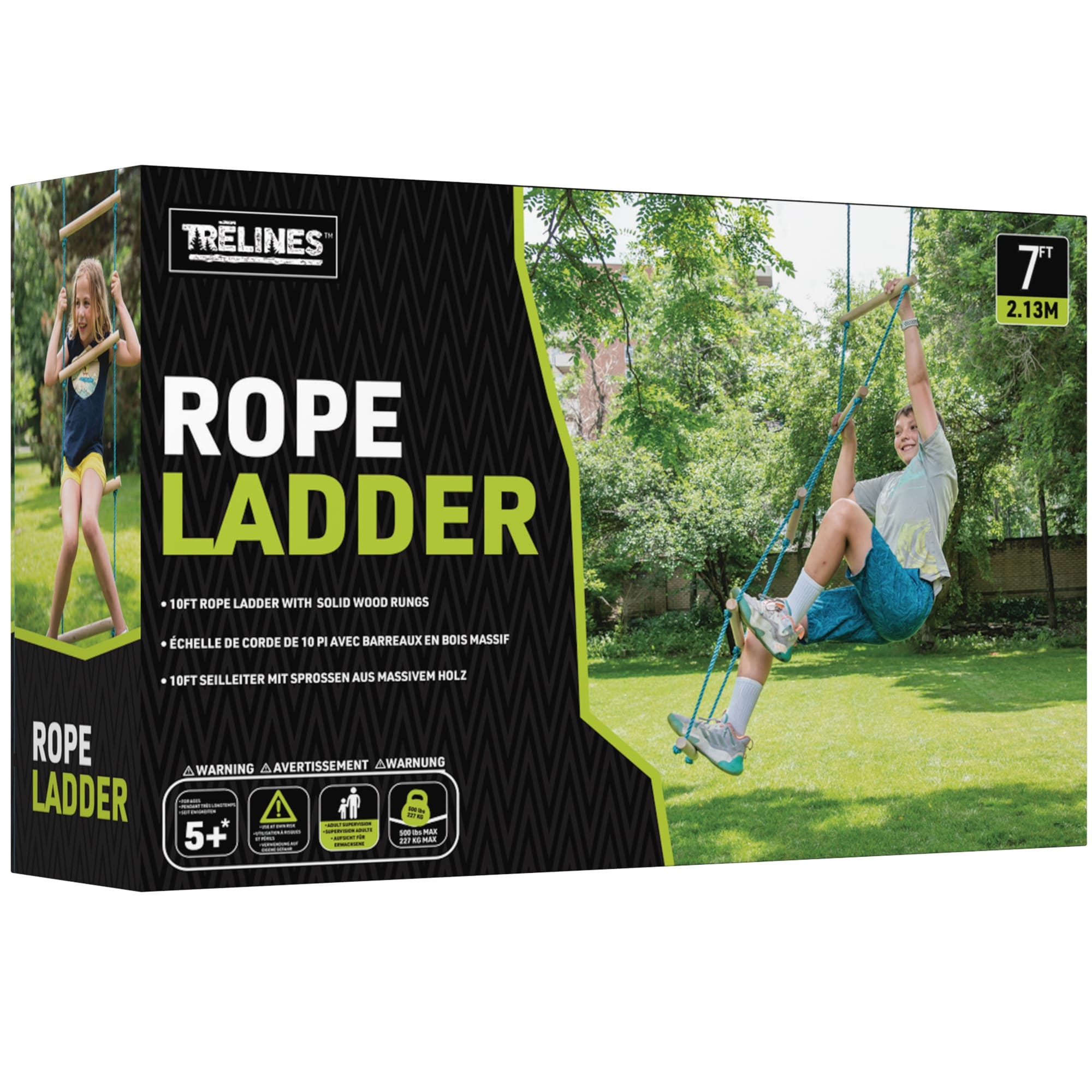 Hape: Trelines - Climbing Rope Ladder 7ft, Wood Steps, Outdoor Play, Adult & Kid