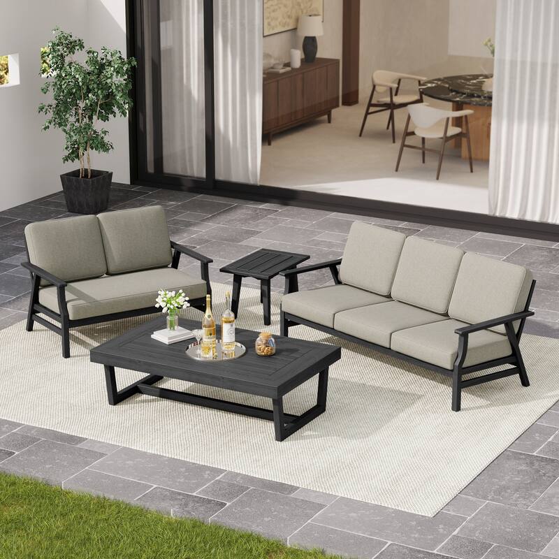 Arthur 4-Piece Teak Wood Patio Conversation Set