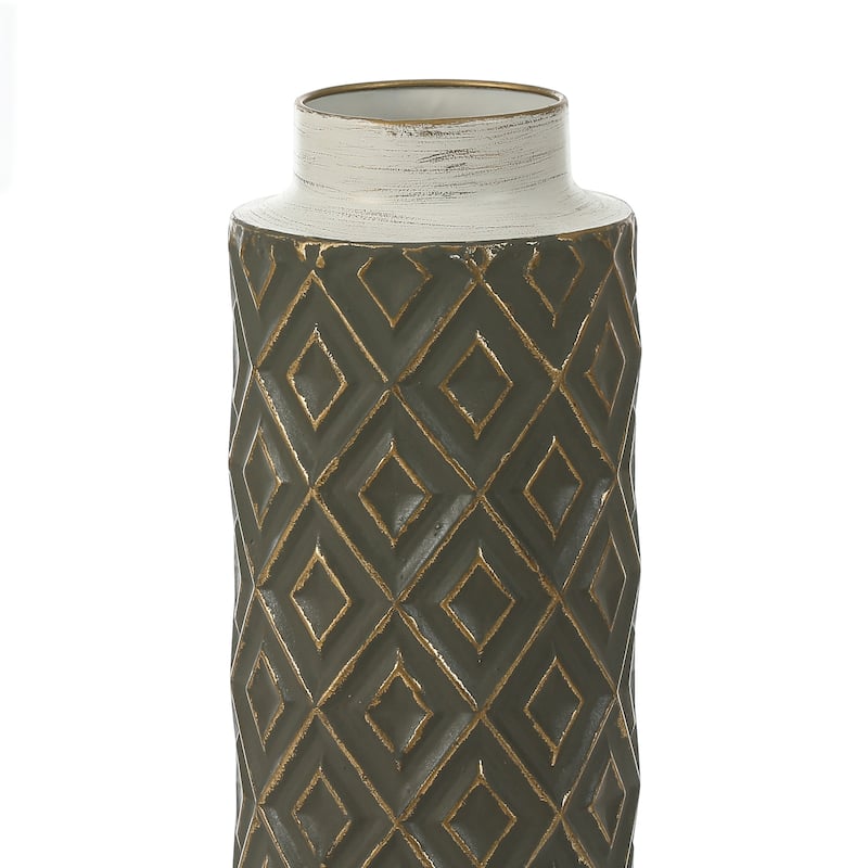 Distressed Black and White Metal Bottle Vases (Set of 2)