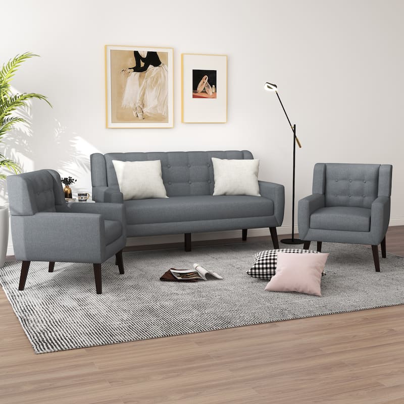 Cotton/ Linen Look Fabric Modern Accent Chair Armchair