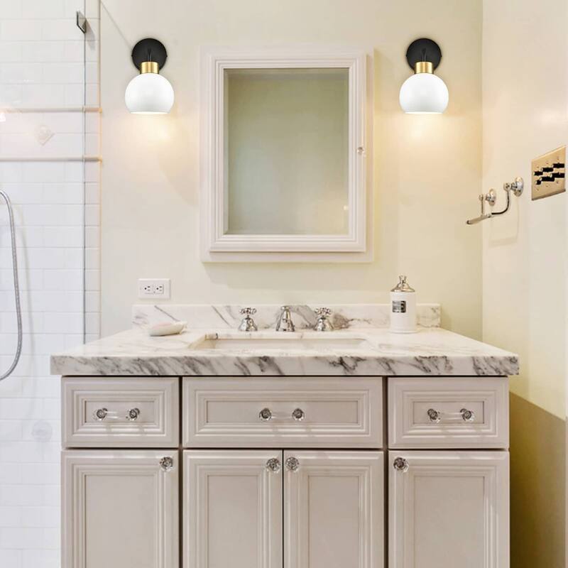 Este Modern Bathroom Vanity Light White Globe Wall Sconce 1-Light