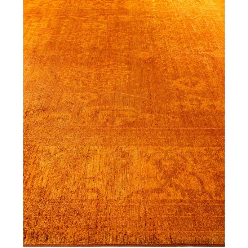 Overdyed One-of-a-Kind Hand-Knotted Area Rug - Orange - 9' 10" x 13' 7"