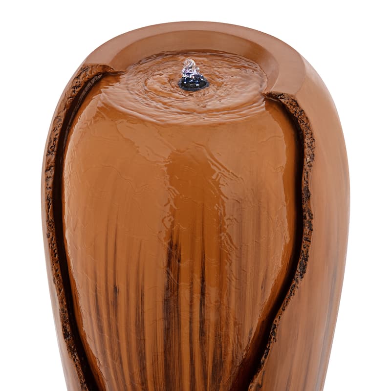 Alpine Corporation 33" Tall Ceramic Jar Fountain with LED Light