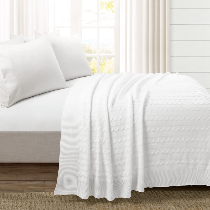 Lush Decor Cable Soft Knitted All Season Blanket/Coverlet