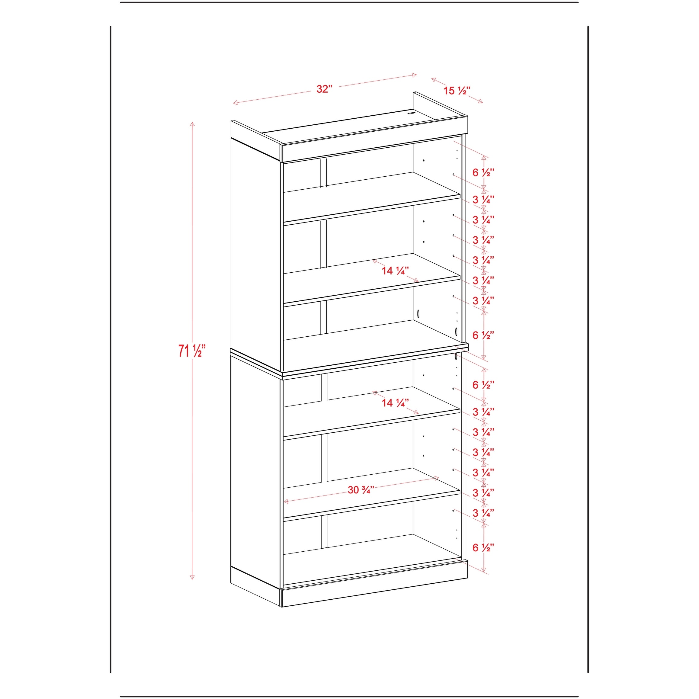 Palace Imports 100% Solid Wood Bathroom & Laundry Storage Cabinet, Raised Panel Doors, Adjustable Shelves, 32" Wide, 71.5" Tall