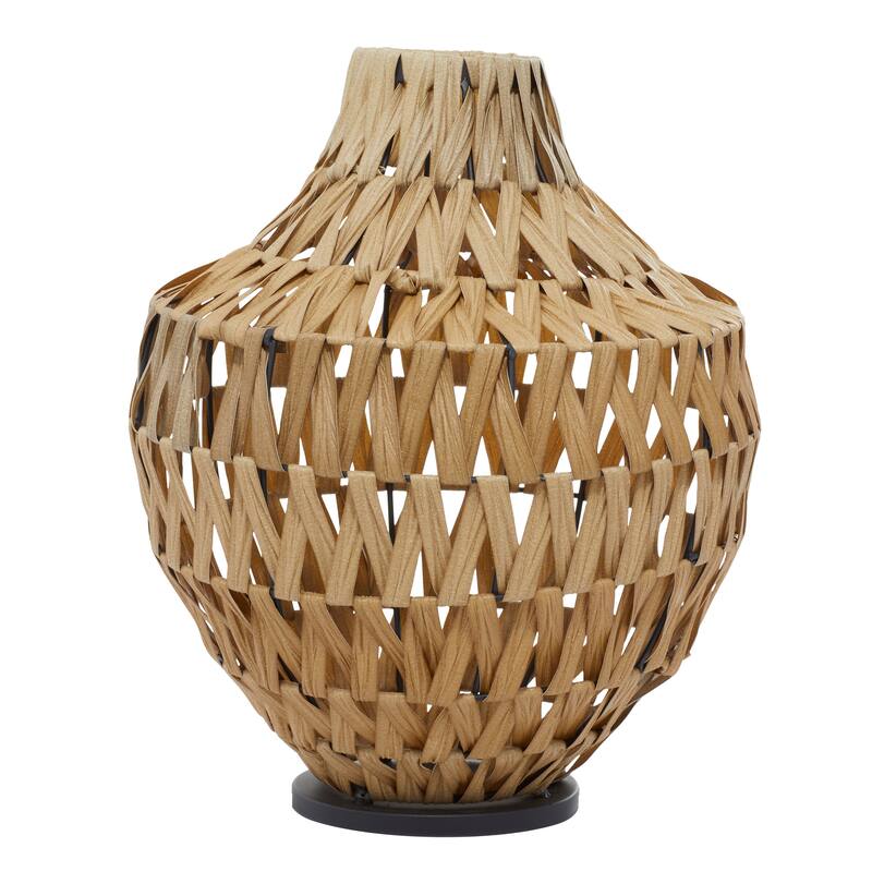 Natural Brown Open Weave Seagrass Bohemian Vase Collection