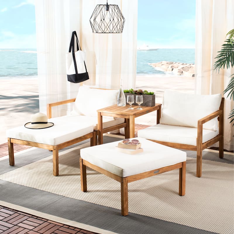 SAFAVIEH Outdoor Maiya 5-Piece Outdoor Set - 29W x 27D x 27H - Natural