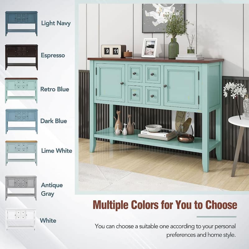 46 "W Modern Vintage Storage Dresser with Four Small Drawers and Bottom Shelf