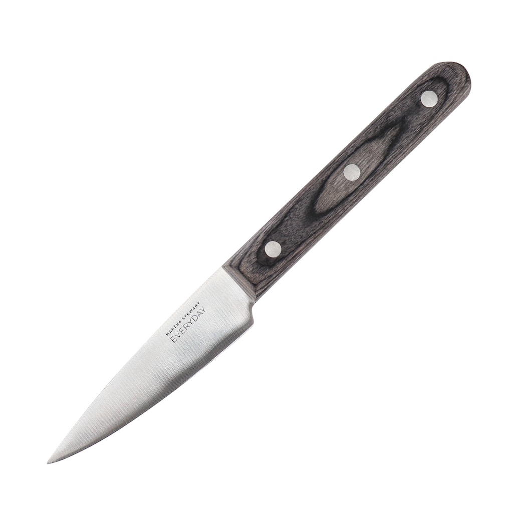 Martha Stewart Everyday 3.5 Inch Stainless Steel Paring Knife in Dark Gray with Wood Handle