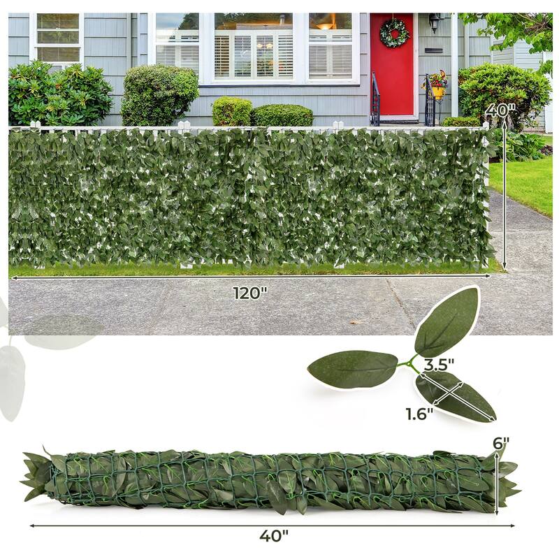 Gymax 120'' x 40'' Artificial Ivy Privacy Fence Faux Ivy Vines