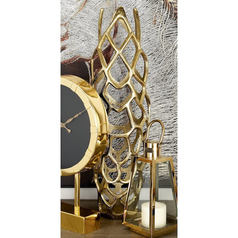 Aluminum Metal Cutout Coral Decorative Vase - Gold or Silver - Roche River Decor
