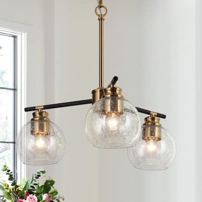Modern 3-Light Black Gold Sputnik Chandelier Pendant Lights for Dining Room - 18" D x 17.5" H