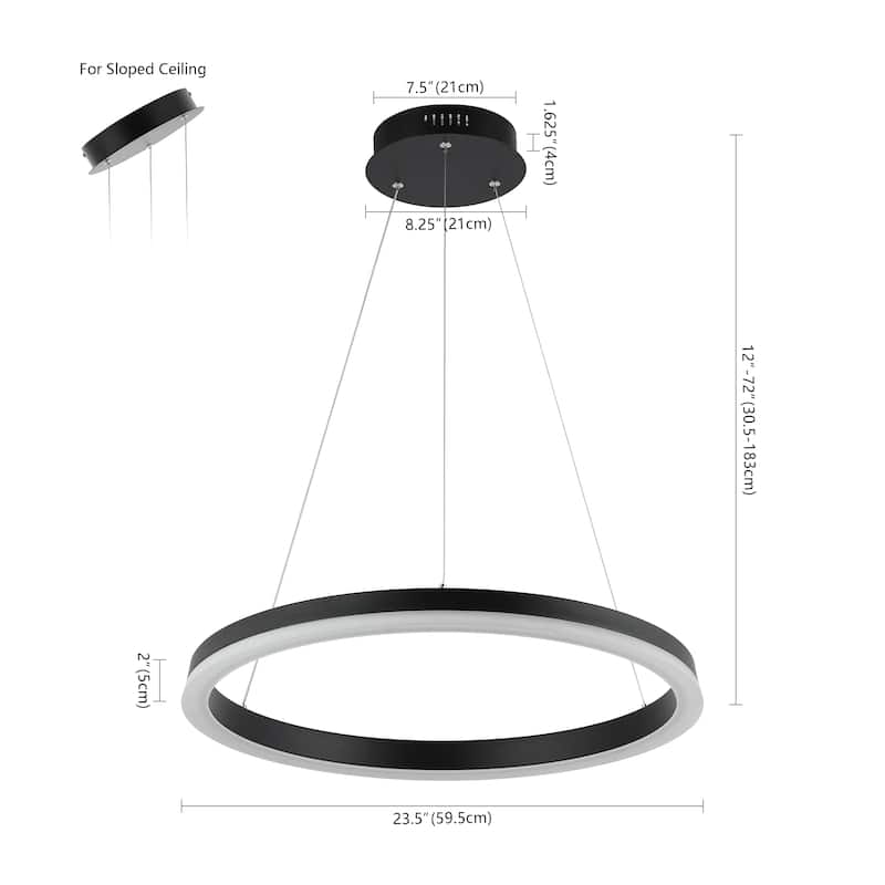 Benton 23.5" 1-Light LED Metal Hoop Pendant, by JONATHAN Y