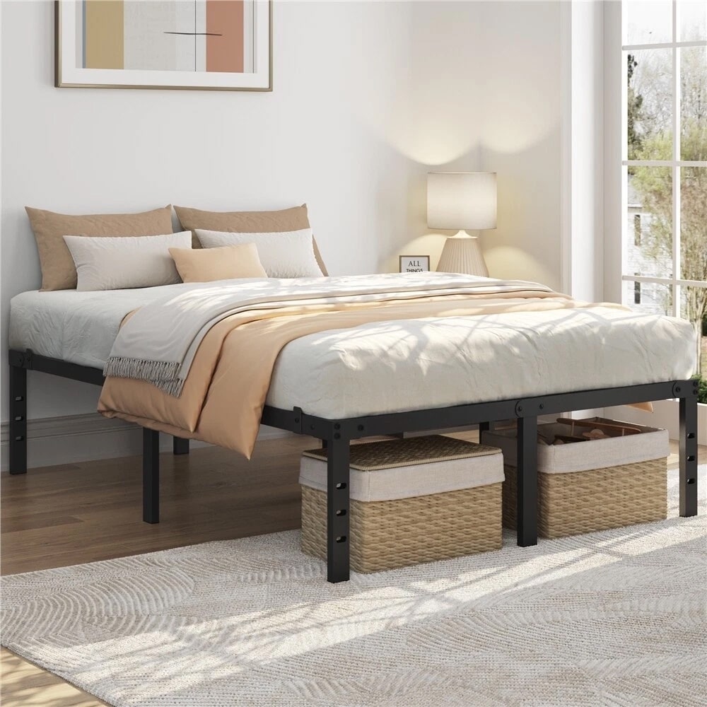 16" Metal Platform Bed Frame Non-Slip Design Full