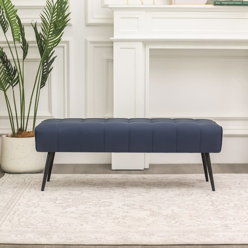 Adeco 41 Inches Faux Leather Ottoman Bench for Living Room