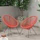Anson Outdoor Steel Chairs w/ Hammock Rattan Seating (Set of 2) by Christopher Knight Home