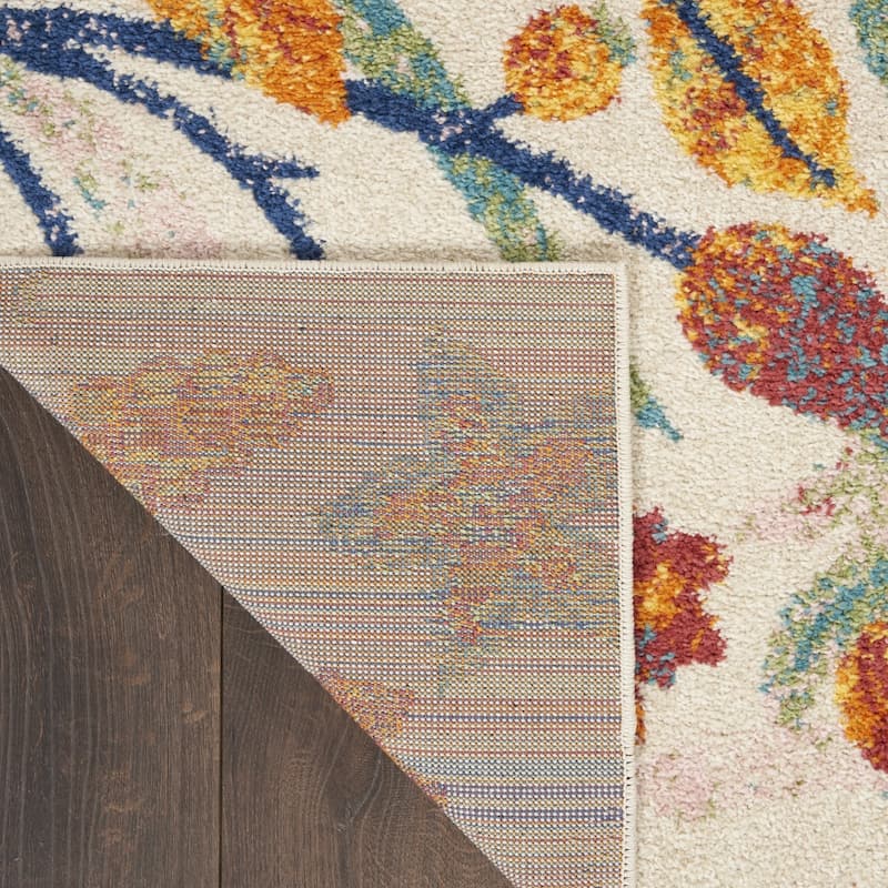Gafek Power Loomed Floral Traditional Low Pile Area Rug By HomeRoots - 90' X '27' X '0.25