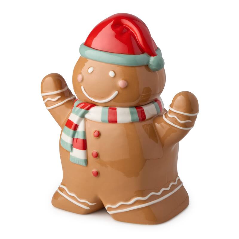 Certifed International Christmas Whimsy Gingerbread 3-D Cookie Jar - 7.375"W x 7.25"D x 11.675"H
