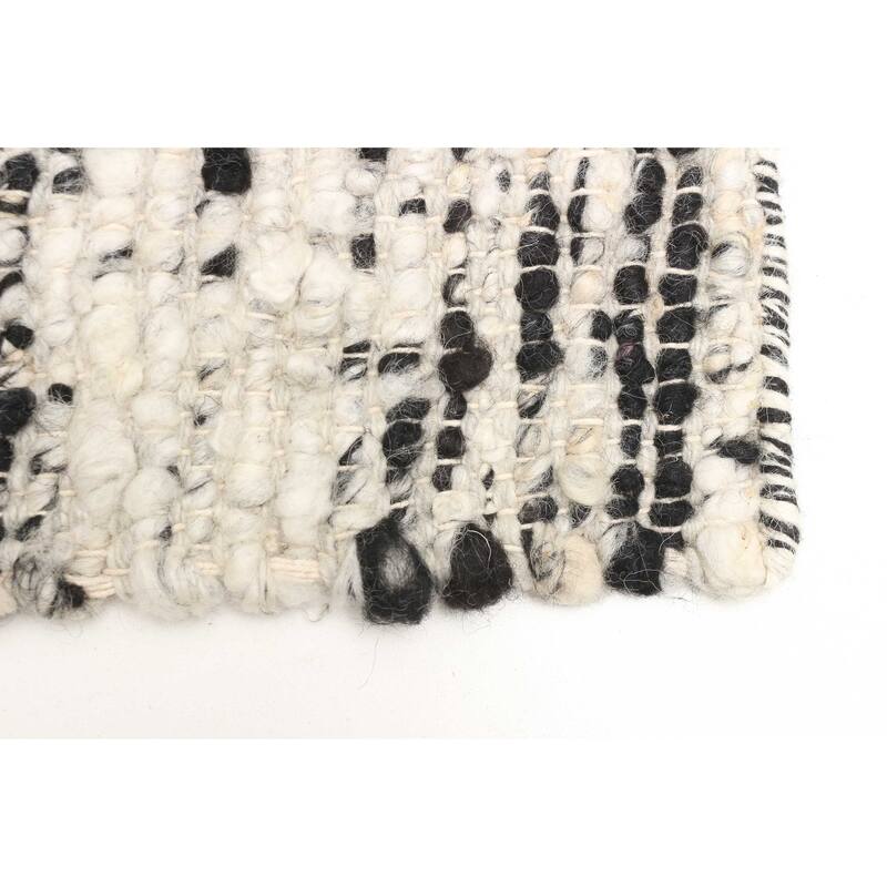 ECARPETGALLERY Braid weave Sienna Black Wool Rug - 6'1 x 9'0