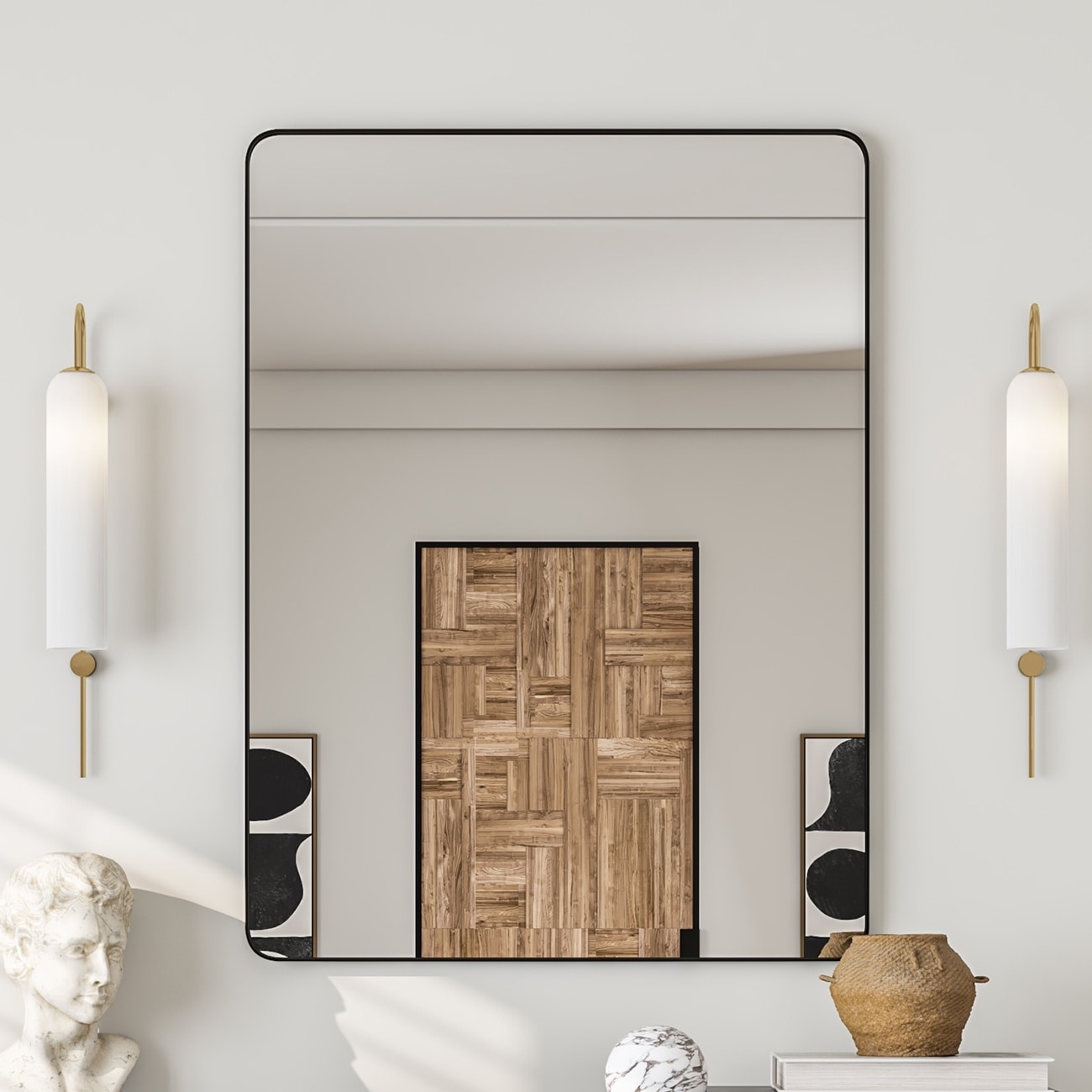 Eviva Harmony 30" x 40" Rectangular Black Metal Framed Mirror