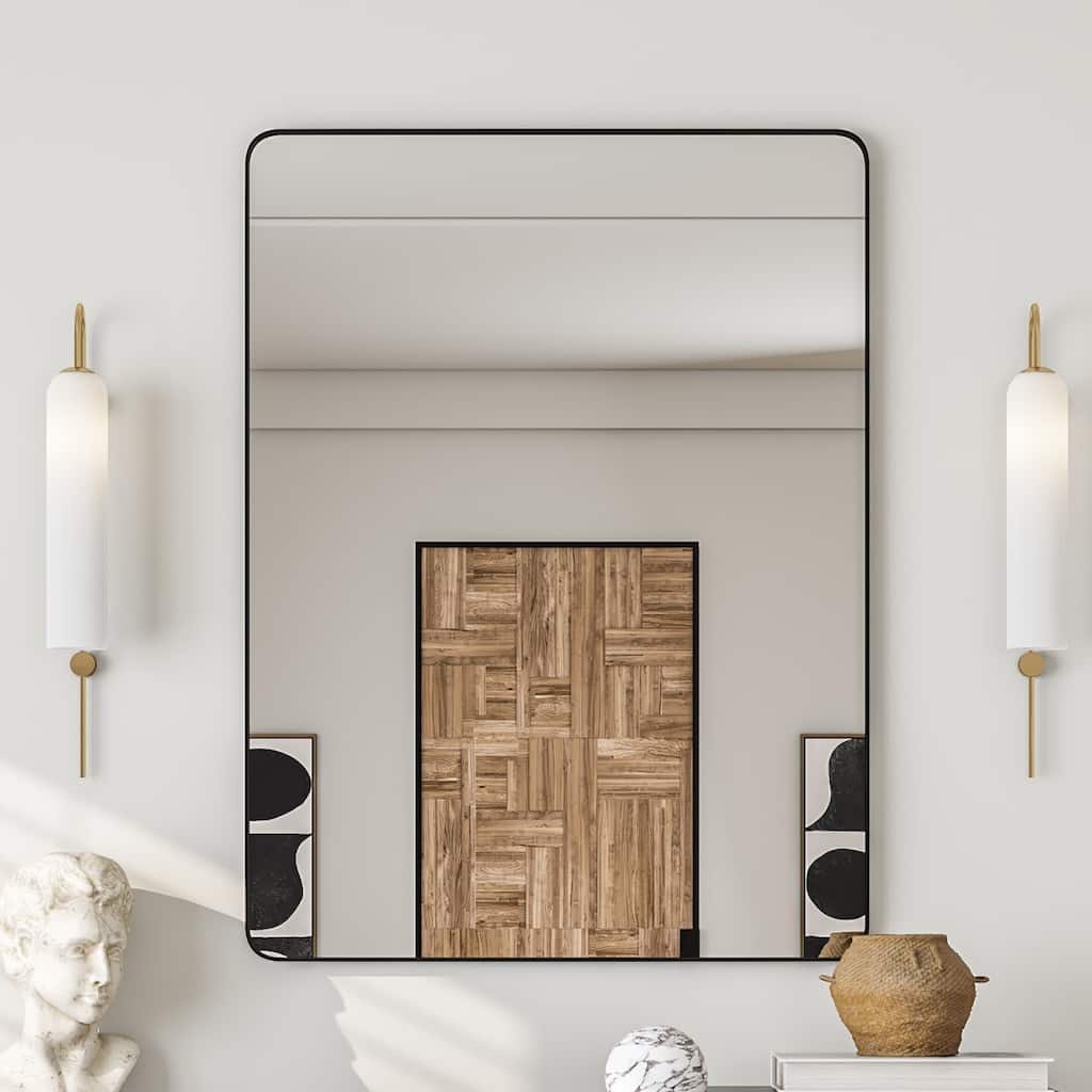 Eviva Harmony 30" x 40" Rectangular Black Metal Framed Mirror