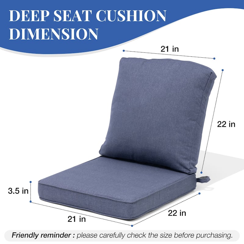 22 x 21 in Patio Premium fabric Outdoor Seat Cushions Set (Seat & Back)