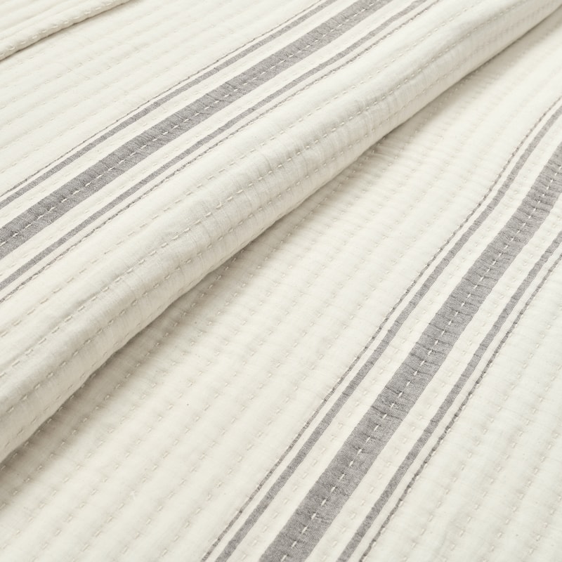 Lush Decor Farmhouse Stripe Kantha Pick Stitch Yarn Dyed Cotton Woven Quilt/Coverlet