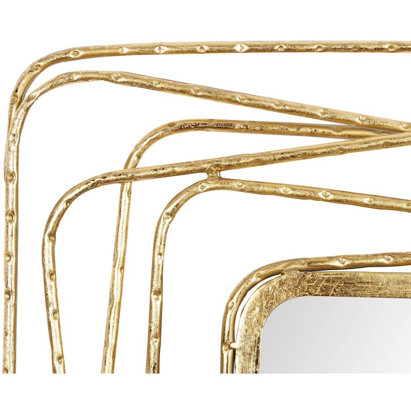 Metal Room Wall Mirror with Thin Metal Rectangle Frame - Gold - Roche River Decor