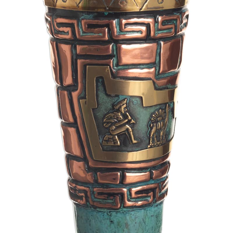 Novica Handmade Andean Ancestors Copper, Bronze And Sodalite Decorative Cup