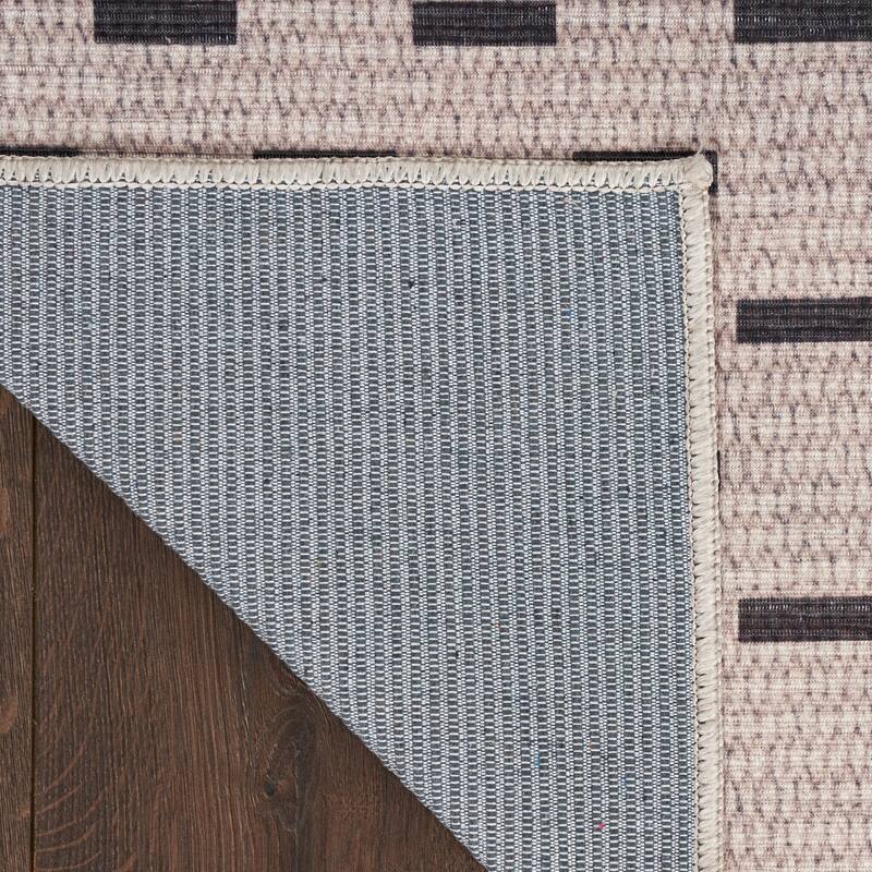Nourison Washables Indoor Cream Geometric Area Rug