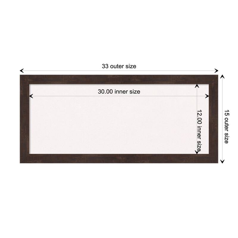 Fresco Wood Framed White Corkboard Bulletin Board - Fresco Dark Walnut - Board Size 30x12