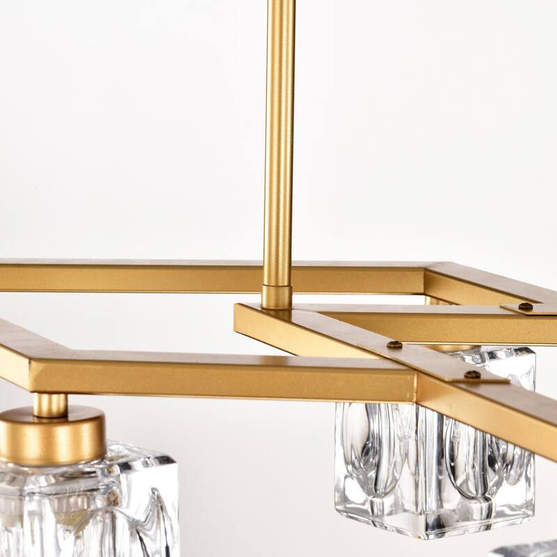 Modern 8-Light Crystal Chandelier Matte Gold Industrial Metal Chandelier, for Dining Room Kitchen, Living Room